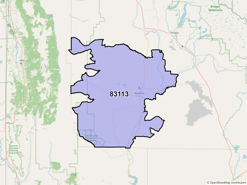 Map of ZIP Code 83113 — Big Piney, WY