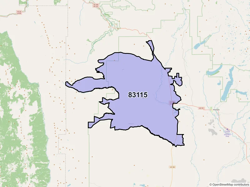 Map of ZIP Code 83115 — Daniel, WY