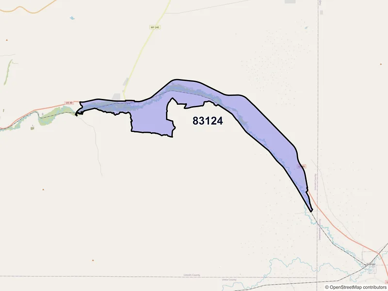 Map of Opal, Wyoming and ZIP codes