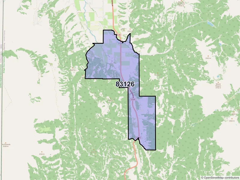 Map of ZIP Code 83126 — Smoot, WY