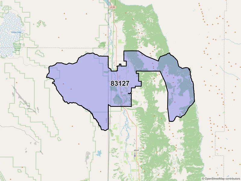 Map of ZIP Code 83127 — Thayne, WY