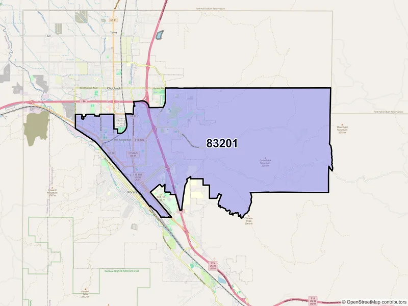 Map of ZIP Code 83201 — Pocatello, ID