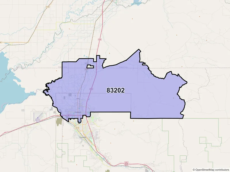 Map of ZIP Code 83202 — Pocatello, ID
