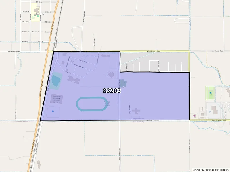 Map of Fort Hall, Idaho and ZIP codes