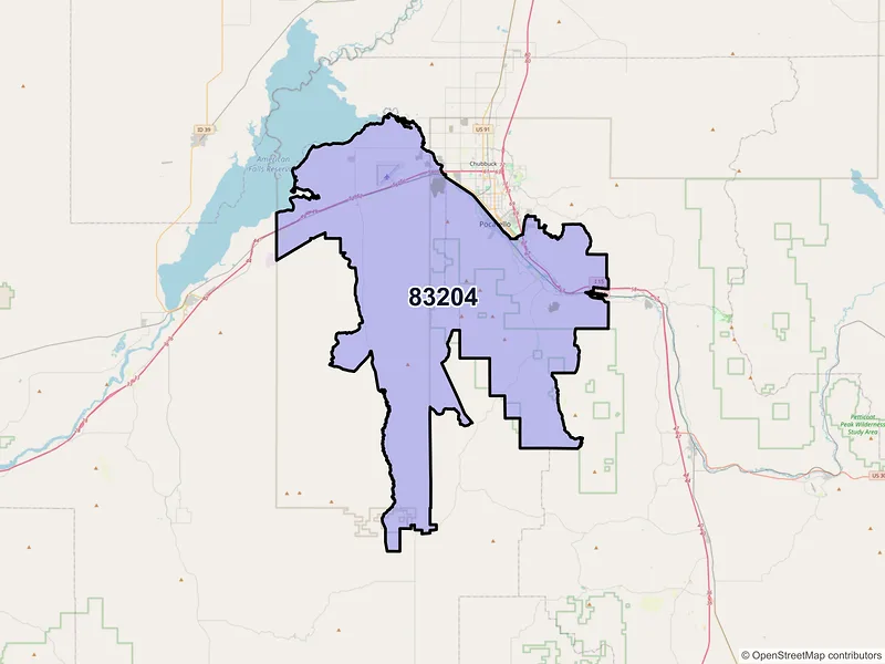 Map of ZIP Code 83204 — Pocatello, ID