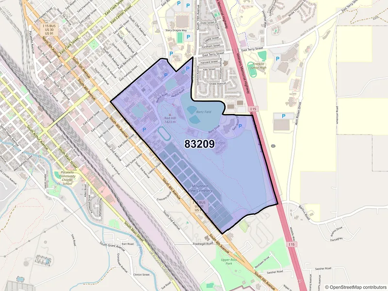 Map of ZIP Code 83209 — Pocatello, ID