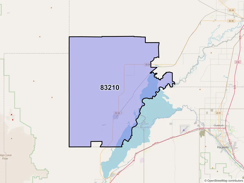 Map of ZIP Code 83210 — Aberdeen, ID