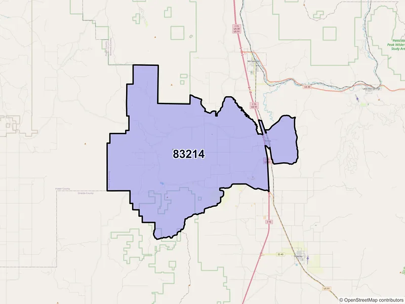 Map of ZIP Code 83214 — Arimo, ID