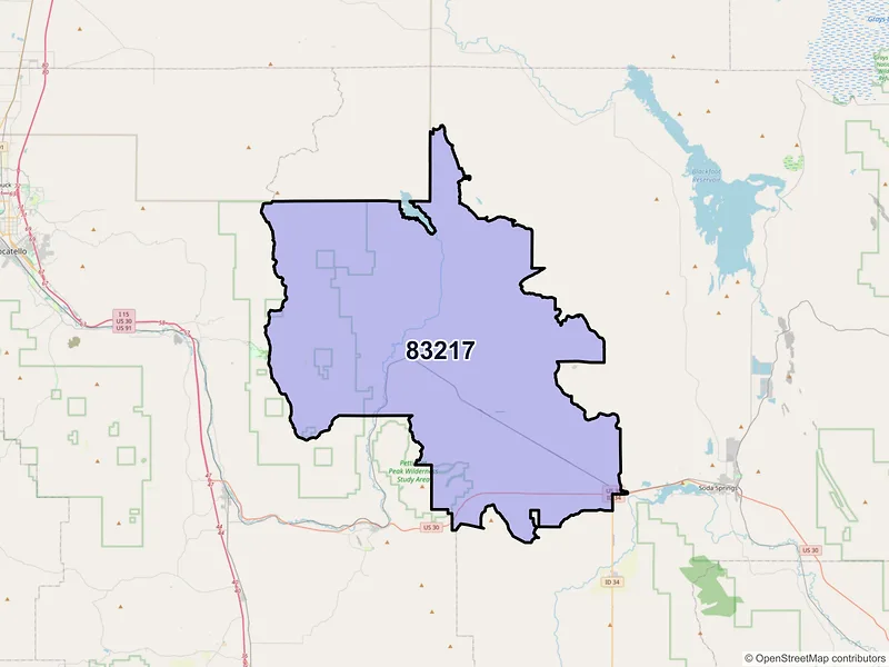 Map of ZIP Code 83217 — Bancroft, ID