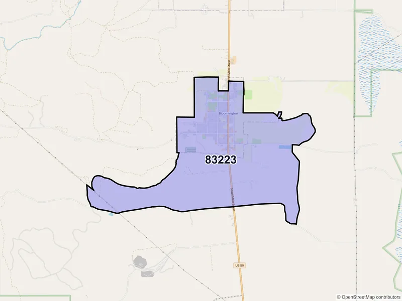 Map of Bloomington, Idaho and ZIP codes