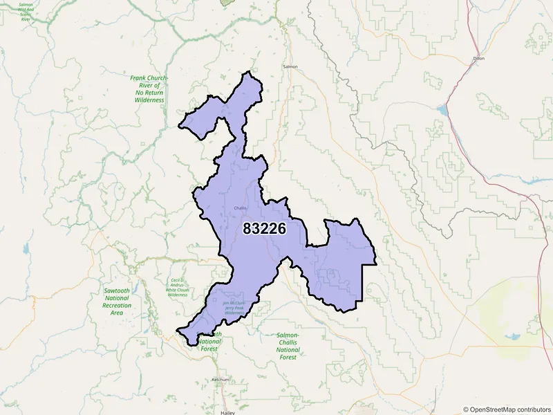 Map of ZIP Code 83226 — Challis, ID