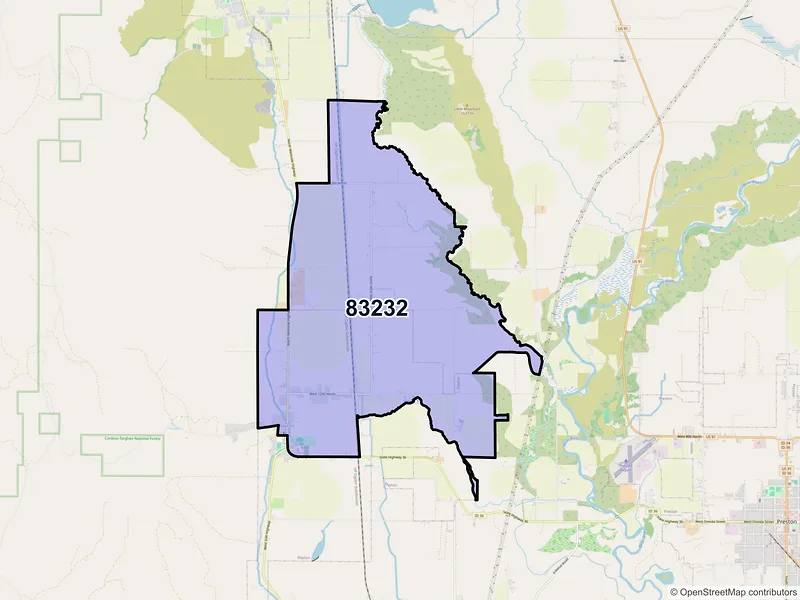 Map of ZIP Code 83232 — Dayton, ID