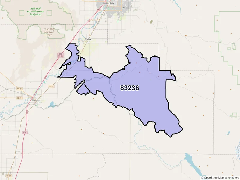 Map of ZIP Code 83236 — Firth, ID