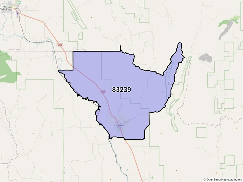 Map of Georgetown, Idaho and ZIP codes
