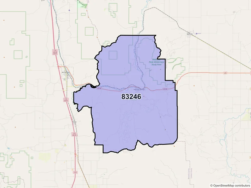 Map of ZIP Code 83246 — Lava Hot Springs, ID