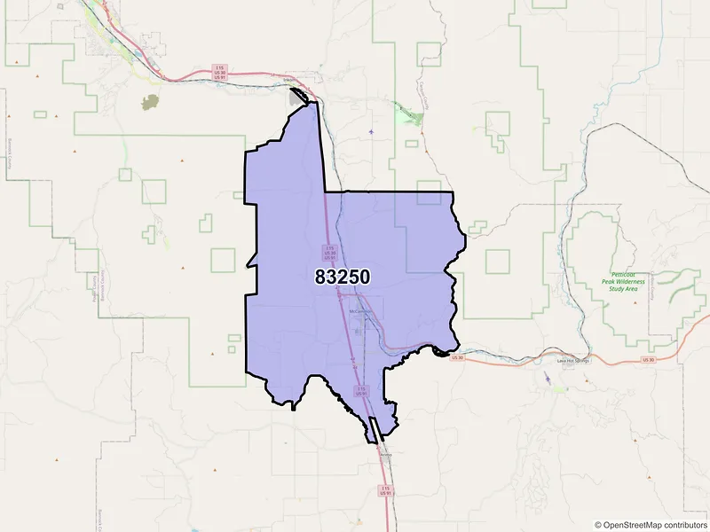 Map of ZIP Code 83250 — Mccammon, ID