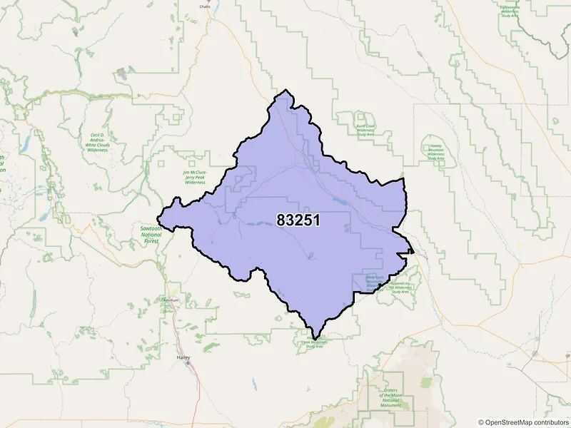 Map of ZIP Code 83251 — Mackay, ID