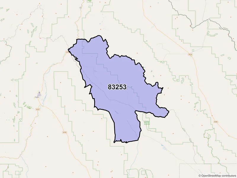 Map of May, Idaho and ZIP codes