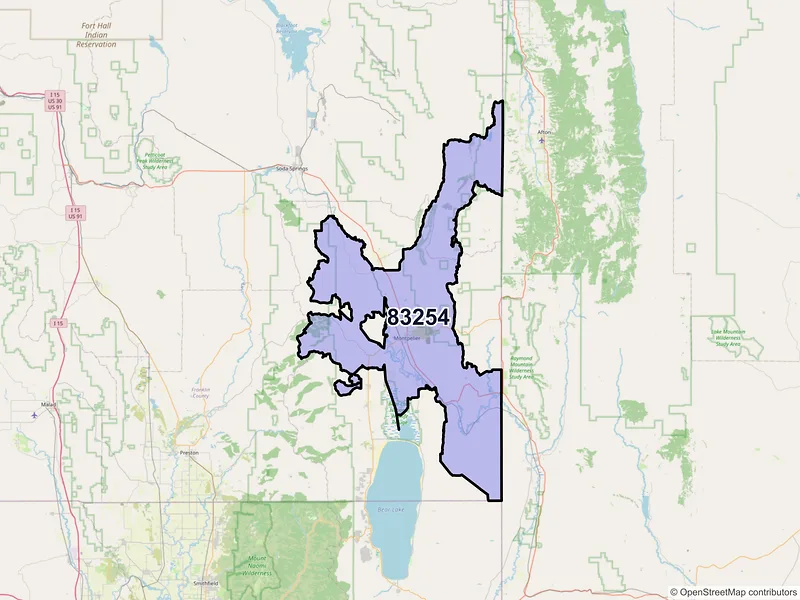 Map of ZIP Code 83254 — Montpelier, ID