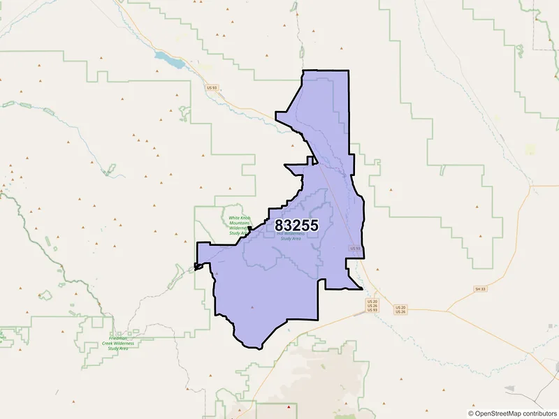 Map of ZIP Code 83255 — Moore, ID