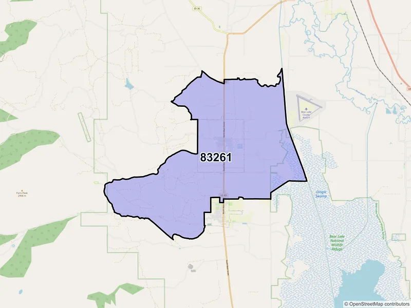 Map of Paris, Idaho and ZIP codes