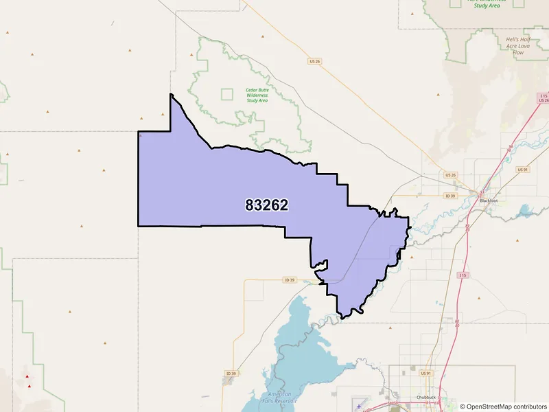 Map of ZIP Code 83262 — Pingree, ID