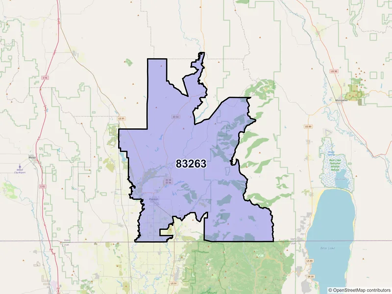 Map of ZIP Code 83263 — Preston, ID