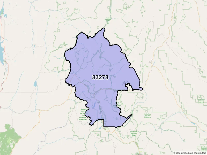 Map of Stanley, Idaho and ZIP codes