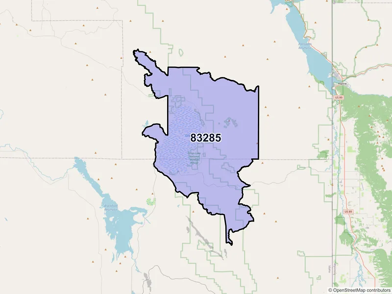 Map of ZIP Code 83285 — Wayan, ID