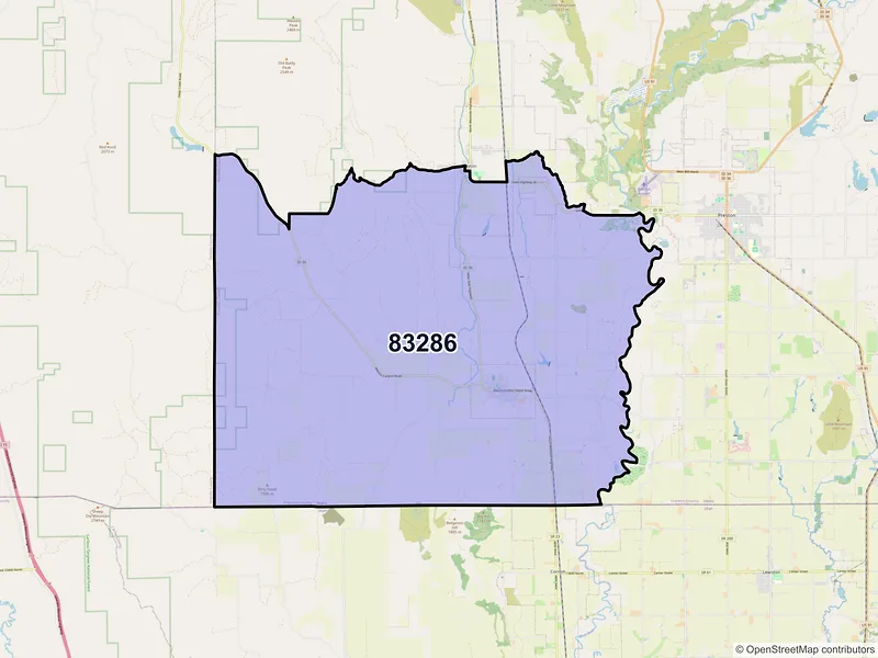 Map of ZIP Code 83286 — Weston, ID