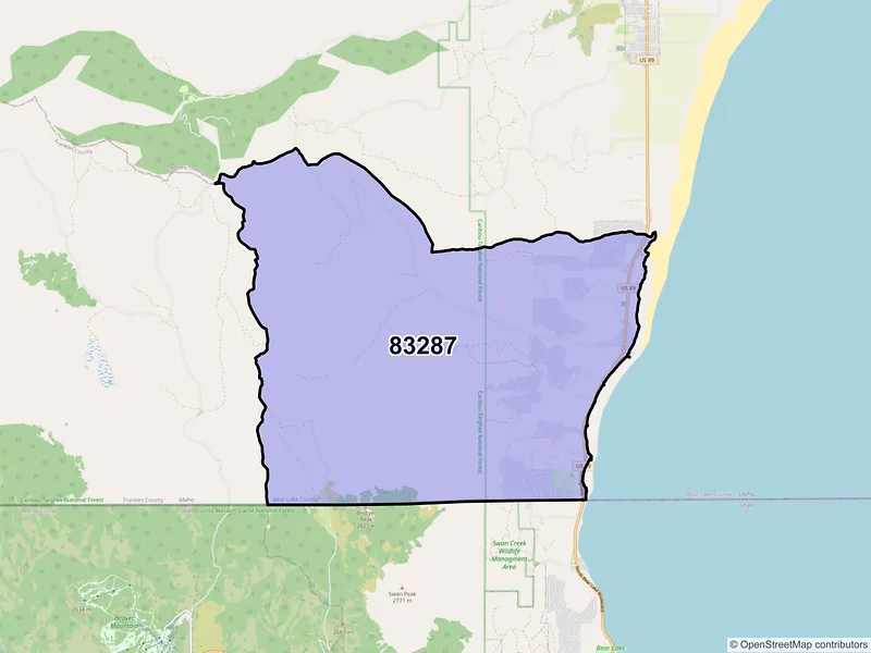 Map of Fish Haven, Idaho and ZIP codes
