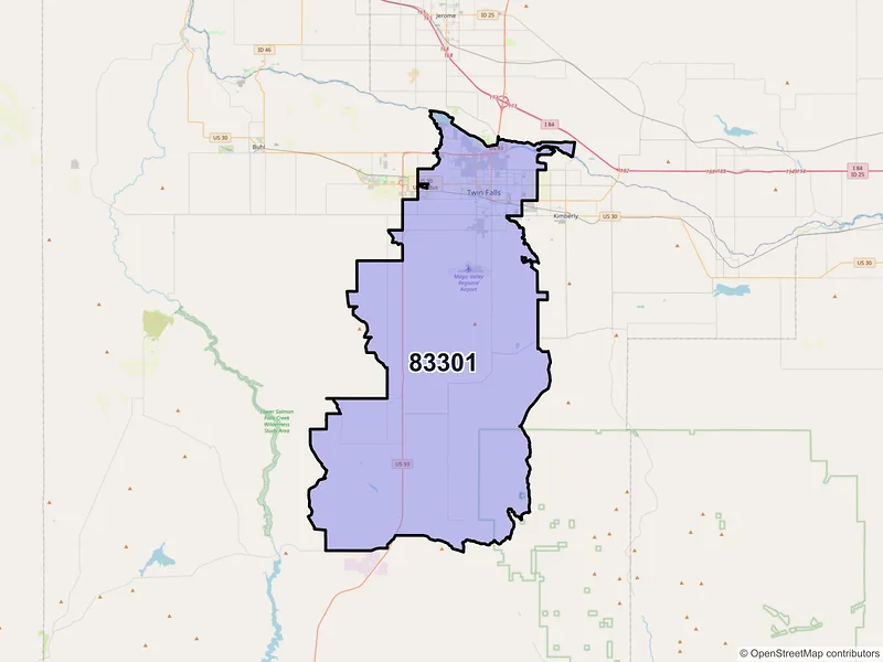 Map of ZIP Code 83301 — Twin Falls, ID