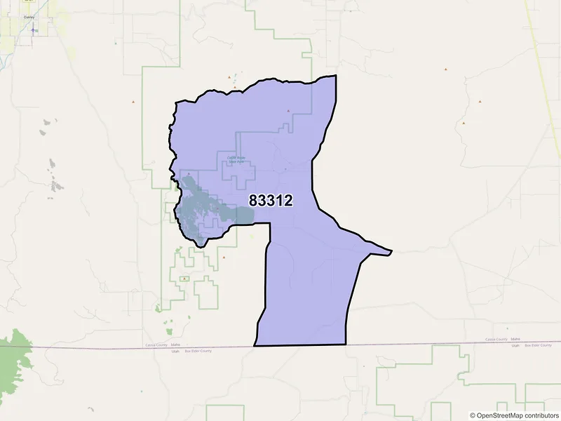Map of Almo, Idaho and ZIP codes