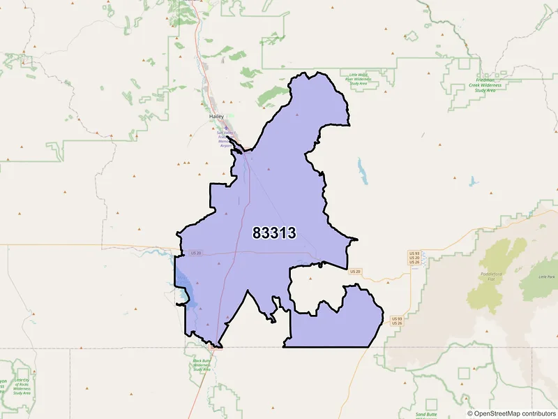 Map of ZIP Code 83313 — Bellevue, ID