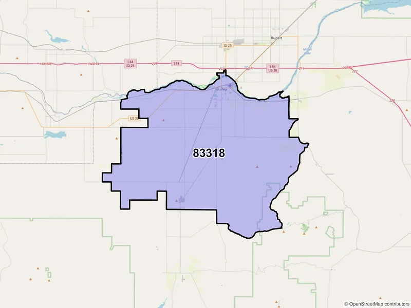 Map of ZIP Code 83318 — Burley, ID