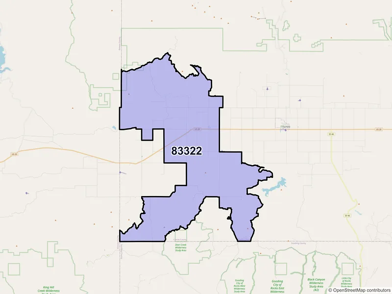 Map of ZIP Code 83322 — Corral, ID
