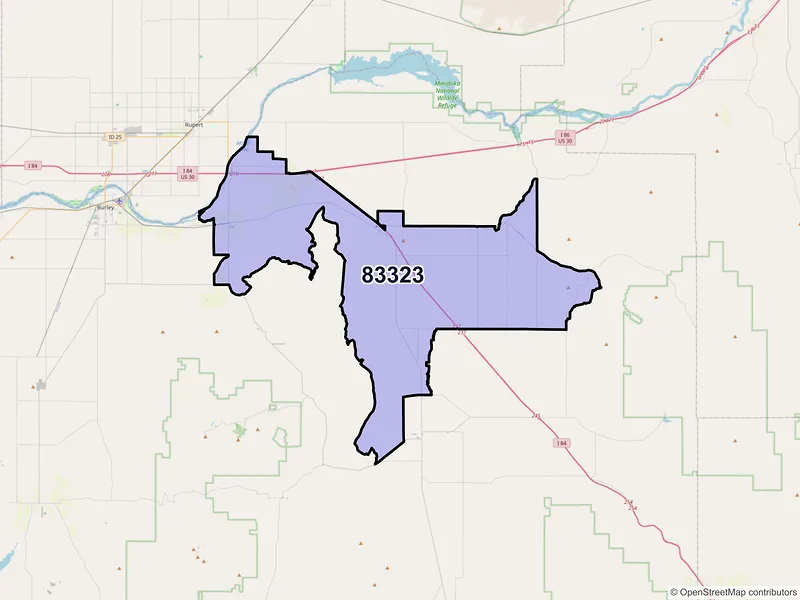 Map of ZIP Code 83323 — Declo, ID