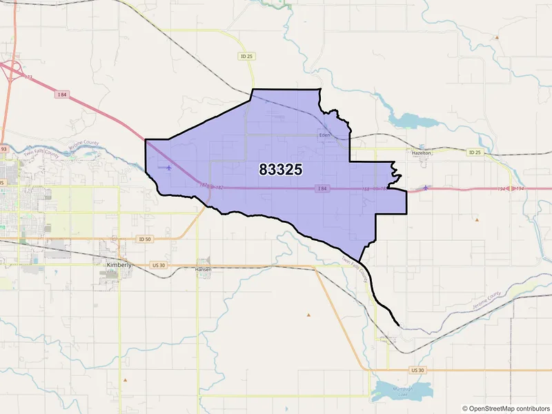Map of ZIP Code 83325 — Eden, ID