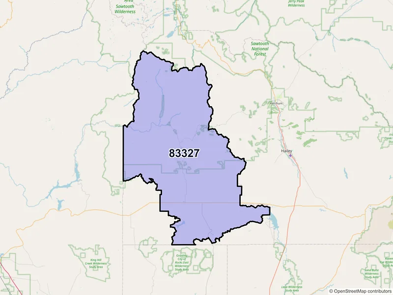 Map of ZIP Code 83327 — Fairfield, ID