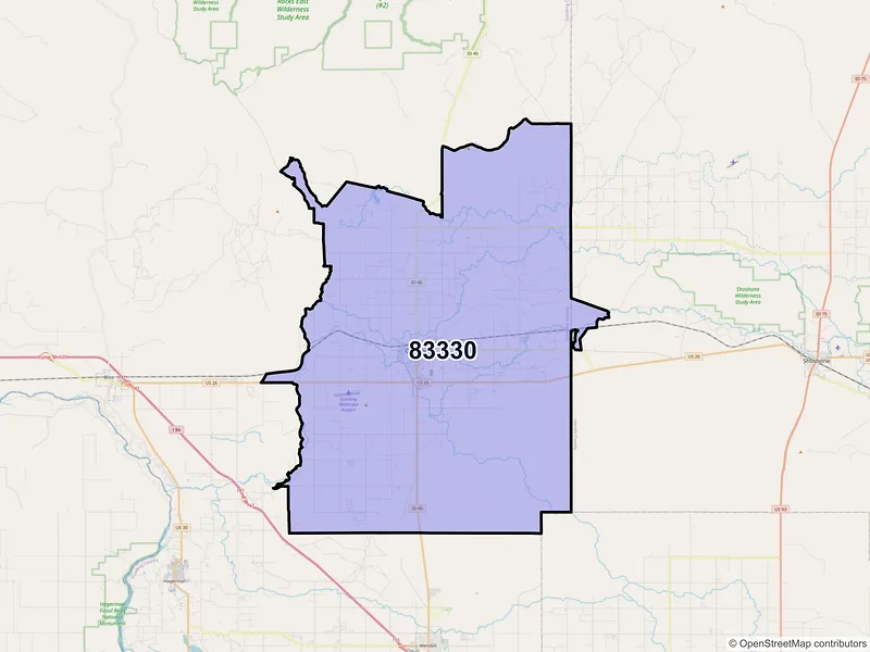 Map of ZIP Code 83330 — Gooding, ID
