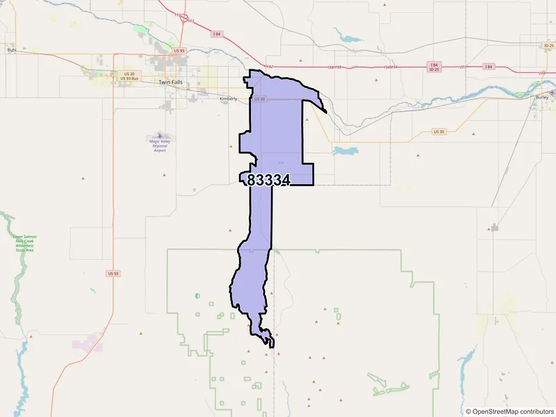 Map of ZIP Code 83334 — Hansen, ID