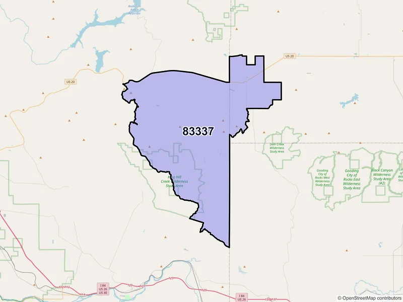 Map of Hill City, Idaho and ZIP codes