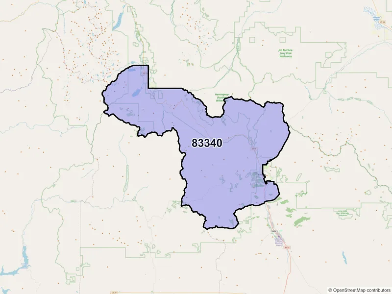 Map of Ketchum, Idaho and ZIP codes
