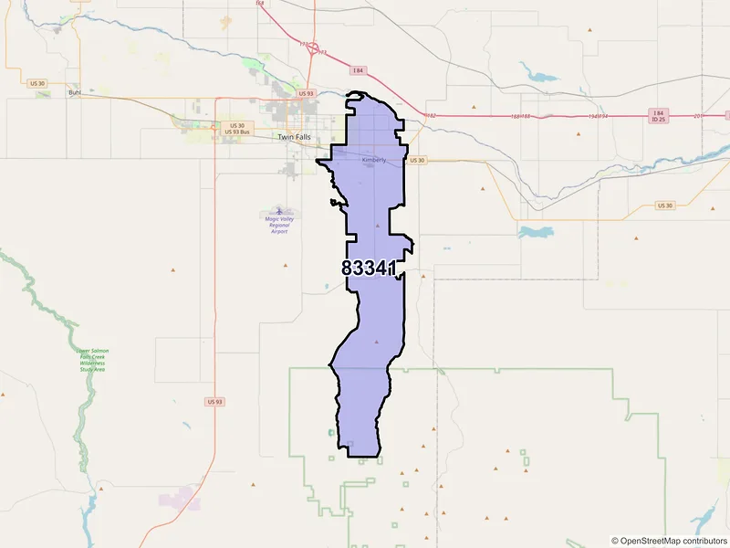 Map of ZIP Code 83341 — Kimberly, ID