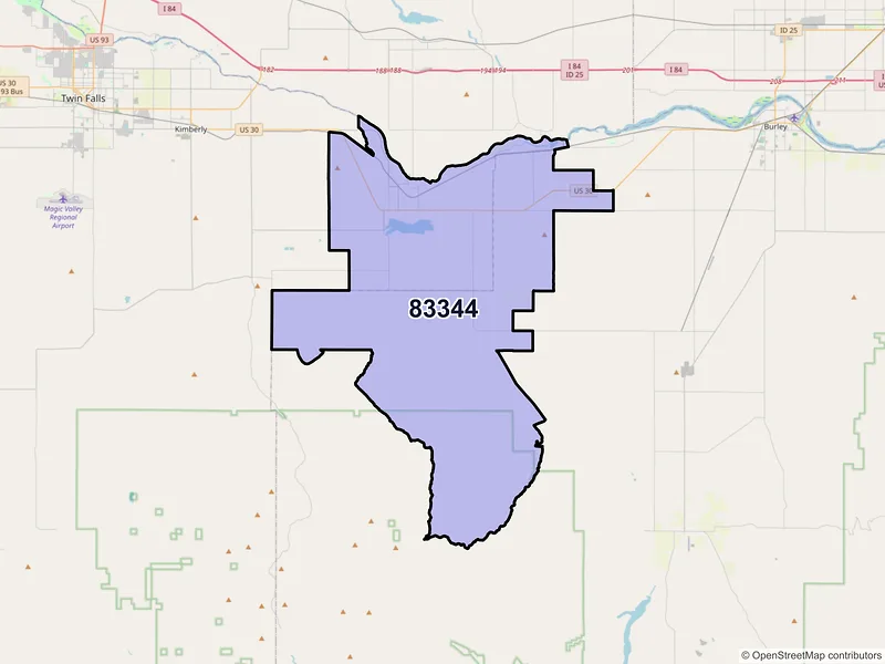 Map of Murtaugh, Idaho and ZIP codes