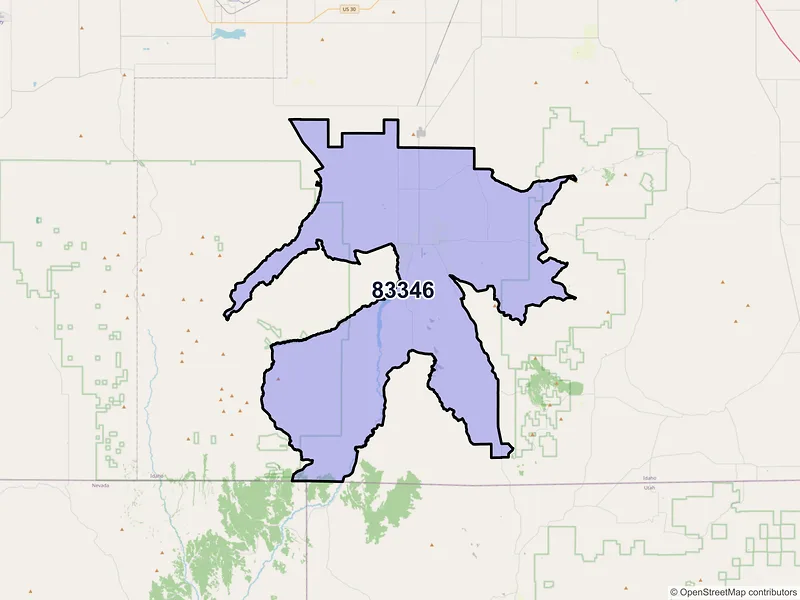 Map of ZIP Code 83346 — Oakley, ID