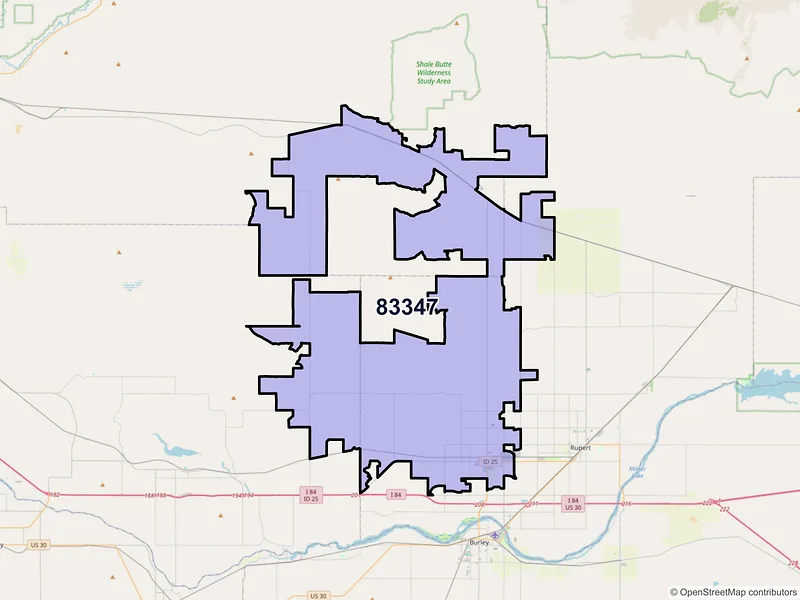 Map of ZIP Code 83347 — Paul, ID
