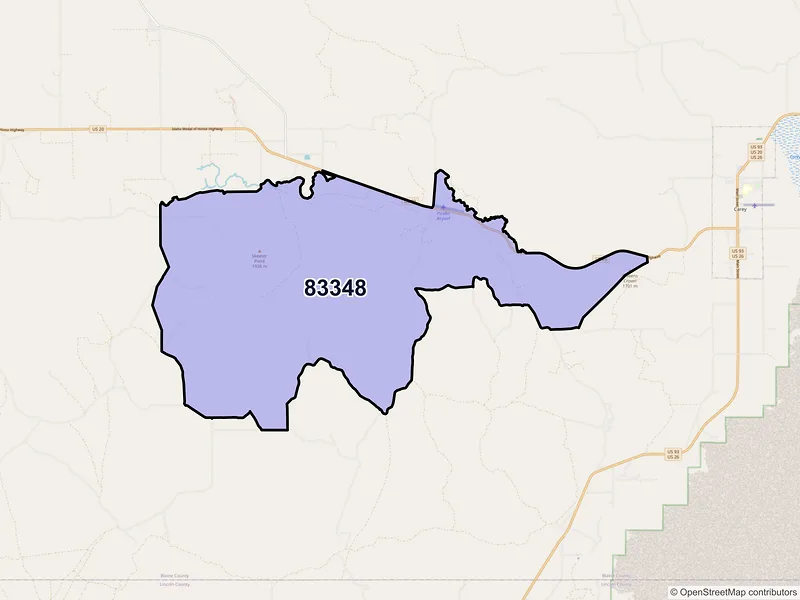 Map of ZIP Code 83348 — Picabo, ID