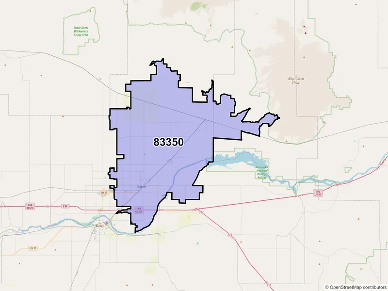 Map of ZIP Code 83350 — Rupert, ID