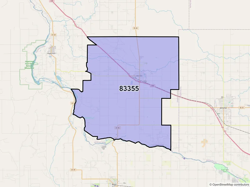 Map of ZIP Code 83355 — Wendell, ID